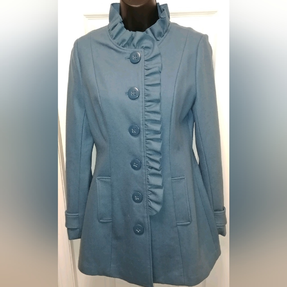 Tulle robin egg blue wool coat